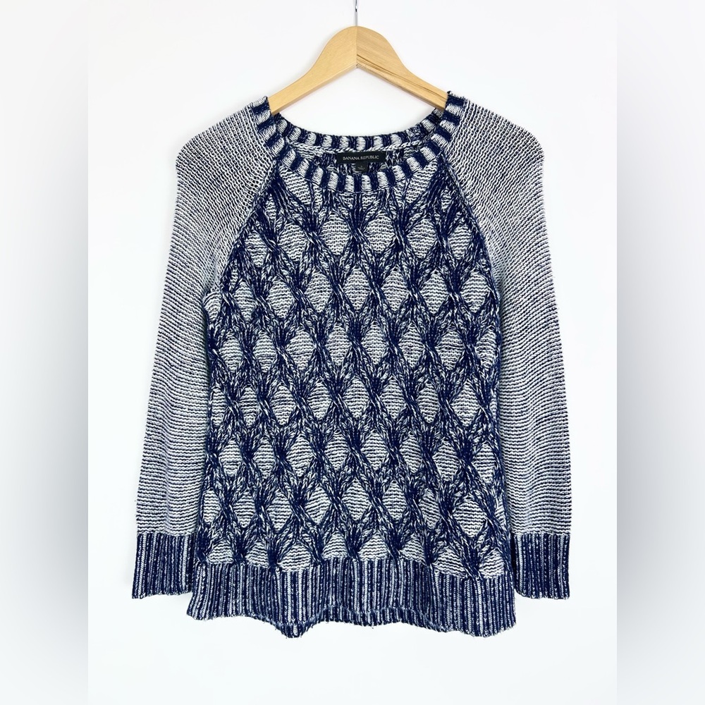 Banana‎ Republic Blue Plaited Knit Sweater Womens Size Small